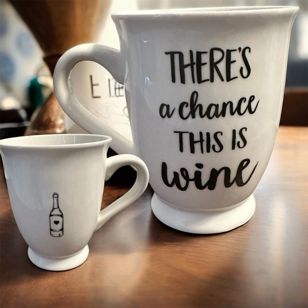 Mud Pie White Wine-Themed Mug Set